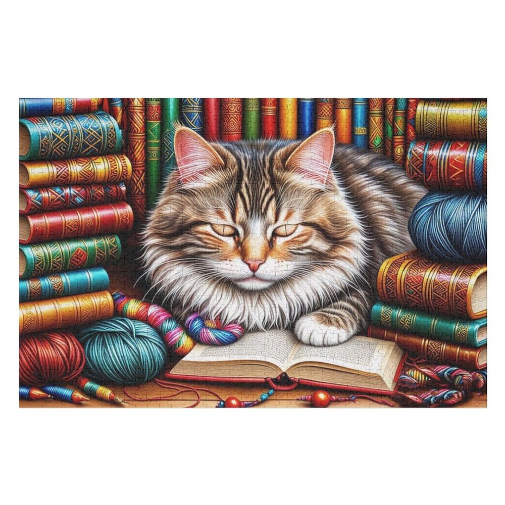 1000 Piece Jigsaw Puzzles for Adults Animal PuzzleSleeping Sweet Cat Puzzle Games for Animal Lovers Gift, Modern Stress Relief Toys, Puzzles for Challenging Brains, Family Educational Games