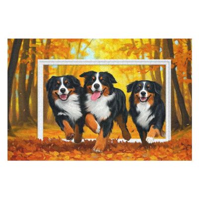1000 Piece Jigsaw Puzzles for Adults Animal PuzzleDogs in Forest - Bernese Mountain Dogs in Autumn Park Puzzles Games for Animal Lovers Gift, Stress Relief Toys, Educational Puzzles Games