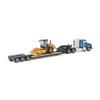 Diecast Masters Caterpillar Diecast Model Replicas 1:87 Scale Blue Kenworth T880 Tractor with Lowboy Trailer and Cat Padfoot Roller | Model 84424 view 2