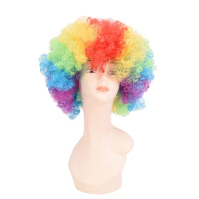 Didiseaon 2pcs Afro Wigs for Funny Party Costumes Colorful Clown Hair Accessories for Halloween Carnival Cosplay Events Yellow Rainbow Style