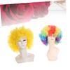 Didiseaon 2pcs Afro Wigs for Funny Party Costumes Colorful Clown Hair Accessories for Halloween Carnival Cosplay Events Yellow Rainbow Style view 2