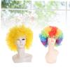 Didiseaon 2pcs Afro Wigs for Funny Party Costumes Colorful Clown Hair Accessories for Halloween Carnival Cosplay Events Yellow Rainbow Style view 3