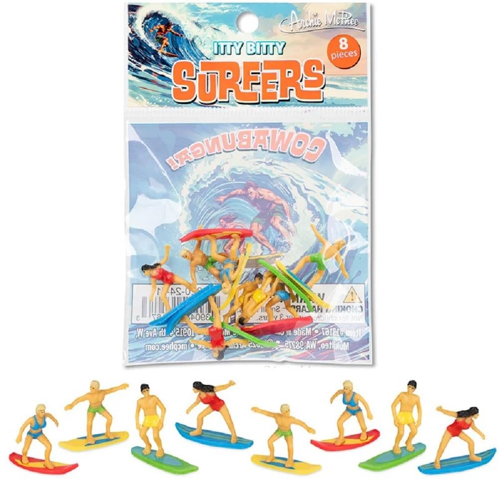 Archie McPhee Itty Bitty Surfer - Bag of 8 Miniature Soft Vinyl Figures