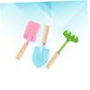 LIOOBO 3pcs Kids Tools Trowel Rake Shovel Sturdy Metal with Wooden Handles Safe Toys for Boys Girls view 2