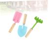 LIOOBO 3pcs Kids Tools Trowel Rake Shovel Sturdy Metal with Wooden Handles Safe Toys for Boys Girls view 3