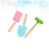 LIOOBO 3pcs Kids Tools Trowel Rake Shovel Sturdy Metal with Wooden Handles Safe Toys for Boys Girls view 4