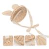 1Pc Cartoon Rabbit Ear Hat Hand Woven Hat Adorable Decorative Headdress for Dress Up Prop Photography Accessory Brown view 2