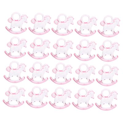 Totority 48pcs Acrylic Rocking Horse Decor for Shower Adorable Transparent Ornaments for Boy and Girl Celebrations for Desktop Display and Diy Projects