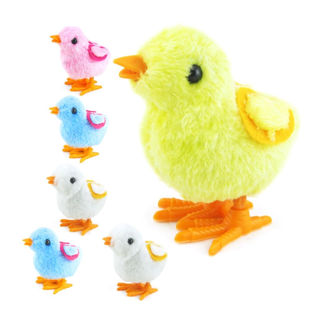 Hemoton 6Pcs Wind Up Plush Chicken Jumping for Double Layer Wings Random Cartoon Wind Up for Playtime and Parties
