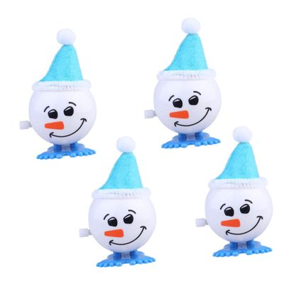 Hemoton 4pcs Wind-up Snowman Toys Hat Creative Christmas Party Favors for Boys and Girls Fun Clockwork Dolls for Holiday Decorations and Playtime Activities