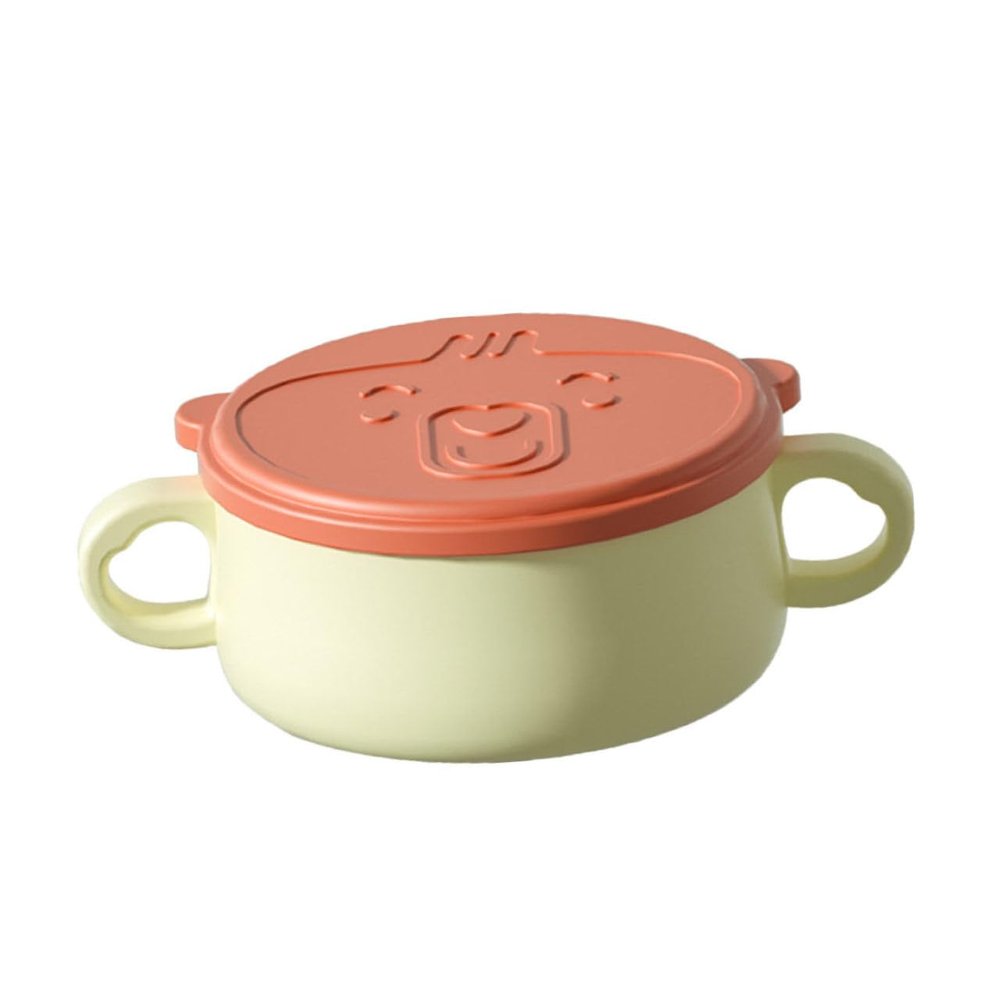 DECHOUS Young Boys and Girls Food Bowl Stainless Steel Dual Handles Non-slip Suction Base Detachable for -up