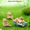 4Pcs Miniature Otter Fairy Garden Kit  Cute Otter Figurines for Micro Landscape, Plant Pots, Bonsai Craft Decor, Desk Decorations, Cake Toppers, DIY Fairy Garden Accessories, Home Ornaments view 3