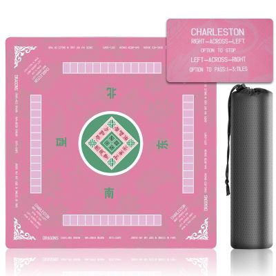 31.5 Inch Mahjong Mat for Table, 3MM Non-Slip & Noise Reduction Gaming Mat with Drawstring Bag, Perfect for Poker, Board Games, Card Games, Tile Games, and Dominoes (Pink)