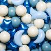GOGOSO Ball Pit Balls Stars Moon Shapes Plastic Pitballs for Toddler Play Tent Baby Photo Props Kids Pool Water Toys Kiddie Pool Party Decor, Pearl Blue+Cream Blue+White,500PCS view 1