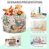 VEKELEE Cute Animals Storage Basket with Cotton Rope Handle, Foldable Round Storage Bin, Laundry Basket for Bedroom, Bathroom, Decorative Storage Basket view 4