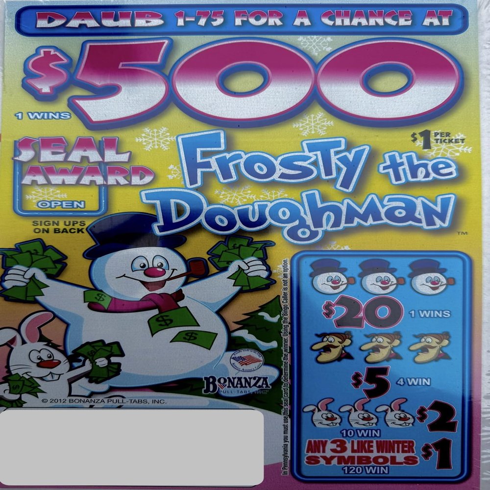 Frosty The Doughman Bingo Pull Tabs Tickets, Bingo Event Game