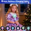 KingGlee Light Up Snowflake Wand with Music, Motion Sensitive Magic Princess Toy Wands for Kids Girls Birthday Roleplay Party Favor 2 Pack, Blue & Pink view 2