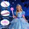 KingGlee Light Up Snowflake Wand with Music, Motion Sensitive Magic Princess Toy Wands for Kids Girls Birthday Roleplay Party Favor 2 Pack, Blue & Pink view 3