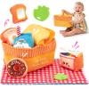 Hahaland Baby Toys 6-12 Months  Picnic Basket Sensory Toy with Crinkle, Rattles, Teether & Mirror, Montessori Play Food Plush for Early Development, Christmas Gifts for 1+ Years Boys & Girls view 1
