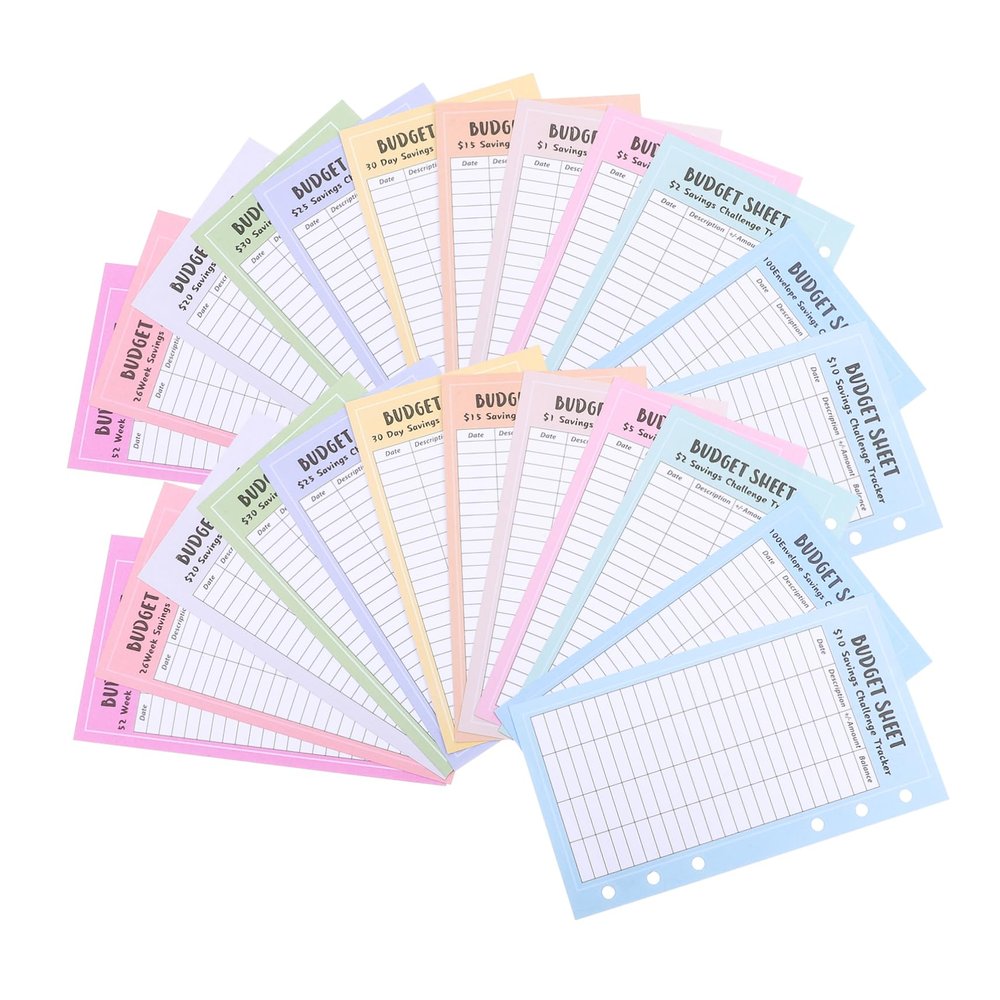 DIYEAH 48sheets Money Deposit Card Budget Savings Binder of Saving Challenge Cash Sheets Budget Sheets Binder Refills