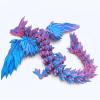 3D Printed Dragon - 18 inch Flying Flexible Dragon with Wings, Home Decor, Birthday Gift, Desk Pet (Red-Blue) view 1