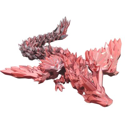 3D Printed Dragon - 18 inch Flying Flexible Dragon with Wings, Home Decor, Birthday Gift, Desk Pet (Red-Black)