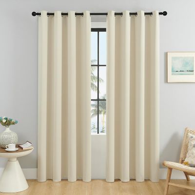 100% Blackout Curtains,Solid Thermal Insulated Grommet Blackout Curtains Drapes for Bedroom Window,Thermal Insulated Room Darkening for Living Room (Beige, 84in*42in)