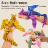 3D Printed Dragon - 18 inch Flying Flexible Dragon with Wings, Home Decor, Birthday Gift, Desk Pet (Golden) view 3