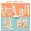 Wooden Marble Run for Kids Ages 4-8, 60 Pieces Wood Building Blocks Toys and Construction Play Set, Marble Track Maze Game STEM Learning Toys Gifts for Boys Girls view 2