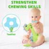 Baby Dino Musical Stuffed Animal Toys for 0-3-6-9-12 MonthsInfant Dinosaur Tummy Time Toys with Crinkle Sound Paper,TeetherTextures & Rattles for Newborn Boys Girls Birthday GiftsGreen view 3