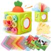 hahaland Baby Tissue Box Toy - Silicone Baby Toys 6-12 Months Montessori Toys for 6 Month Old Easter Basket Stuffers, 6-in-1 Soft Busy Activity Cube Scarves, Crinkle, Textures, Mirror, Sensory Popper view 1