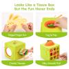 hahaland Baby Tissue Box Toy - Silicone Baby Toys 6-12 Months Montessori Toys for 6 Month Old Easter Basket Stuffers, 6-in-1 Soft Busy Activity Cube Scarves, Crinkle, Textures, Mirror, Sensory Popper view 4
