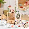 KizKnows Wooden Baby Push Walker, 6-in-1 Montessori Activity Center for Toddlers, Adjustable Speed Dinosaur Walker with Brake & Shape Sorter, Natural Solid Wood Learning Toy for Boys Girls 12M+ view 4