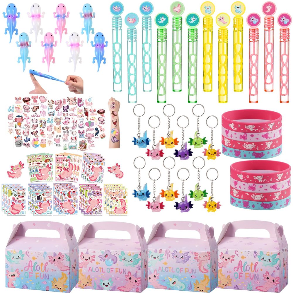 Vanblue Axolotl Party Favors Themed Birthday Party Decoration Goodie Bags Stuffers Pink Axolotl Birthday Supplies Gift for Kids Treat Gift Bags Stuffers Pinata Filler Classroom Rewards