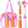 Baby Doll Bottles Accessories Set for Toddlers, 2 Milk Bottle 2 Juice Bottles and 2 Toy Pacifier (Red) view 1