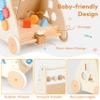KizKnows Wooden Baby Walker, Montessori Activity Center Adjustable Speed Baby Push Walker with Blocks & Shape Sorter, Learning Toy for Toddlers 1 2 3 Year Olds view 4