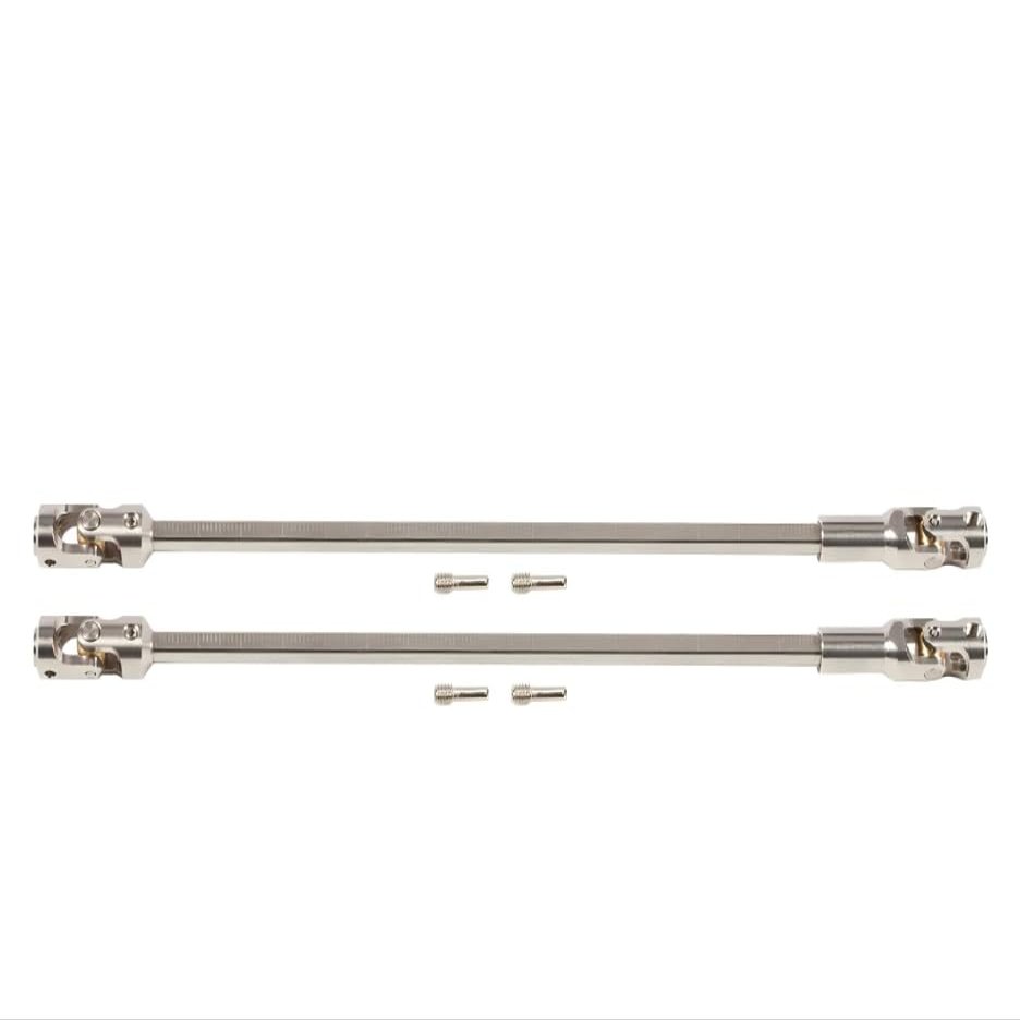 1/10 RC Drive Shaft - 68-229mm Cut-to-Length Stainless Steel Driveshaft Kit for TRX4 TRX6 SCX10 Capra - 2PCS CNC Machined Universal Joint Shafts with M4 Screws (Silver)