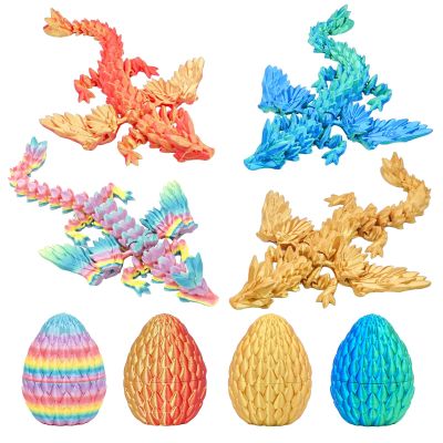 Balkwan Dragon Eggs Gift Set with Surprise Mini Winged Dragon Inside 3D Printed Articulated Crystal Toy Easter Eggs Fun Toy Christmas Basket Stuffers Gift for Kids Boys and Girls(4PCS Mystic Ember)