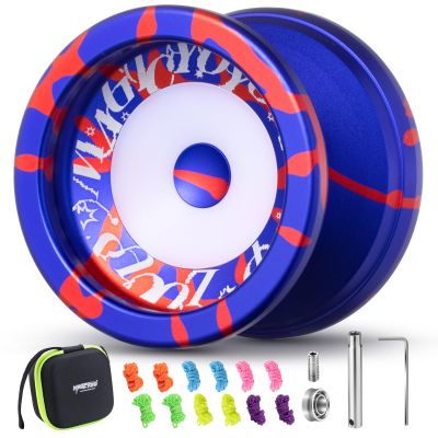 MAGICYOYO V6S LOCUS Responsive Yoyo for Kids 8-12, Metal Fingerspin Trick Yoyo Professional for Adults, with Unresponsive Yo yo Bearing+12 Yo-yo Strings+Bearing Tool+Carry Case Bag (Blue Red)