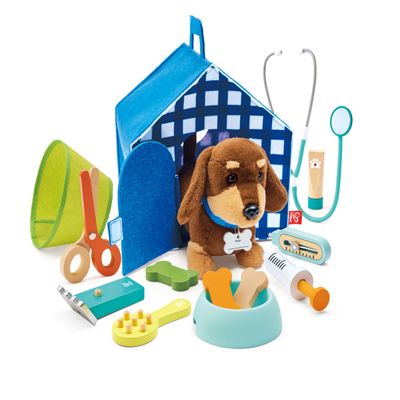Hape Small Veterinarian Kit | Wooden Toy Kit for Kids | Portable Veterinary Clinic