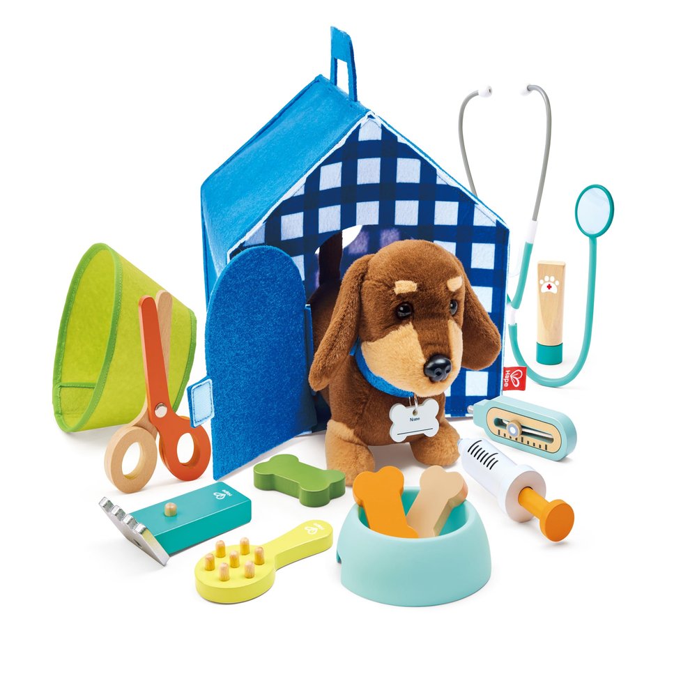 Hape Small Veterinarian Kit | Wooden Toy Kit for Kids | Portable Veterinary Clinic