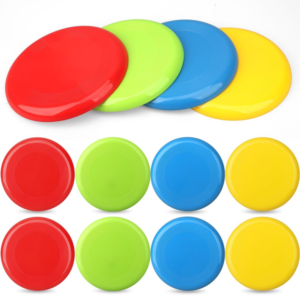 Amarlozn Jumbo 8" Flying Disc Toys for Kids Adults, 8 Pack Flying Sport Yard Disc Toy for Outdoor Beach Accessories Backyard Lawn Park, Sturdy ABS Sports Toy for Boys Girls