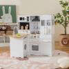 GLACER Kids Corner Kitchen Playset, 11-in-1 Wooden Children Play Set with Refrigerator, Microwave, Range Hood, Water Dispenser, Cookware, Pretend Toy Kitchen Set, for Boys Girls view 1