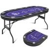 Rioloiuy 8 Player Poker Table Foldable, Texas Holdem Casino Table with Padded Rails & Cup Holders, Portable Folding Game Table for Home or Game Room, 71 Inch view 1