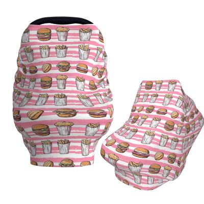 Muishi Hand Drawn Cartoon Hamburgers Baby Car Seat Covers Carseat Canopy Soft Infant Stroller Cover Nursing Breastfeeding Covers for Girls Boys Newborn