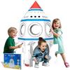 Cardboard Rocket for Kids - DIY Playhouse & Coloring Activity | Large Pretend Play Vehicle - Recyclable & Eco-Friendly | Great Gift for Boys & Girls Ages 3-8 view 1