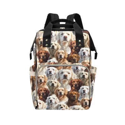 COWSROCK Designer Diaper Backpack for Moms - Spacious Capacity with Insulated Bottle Pockets, Waterproof Luxury Baby Travel Bag, Multi-organization panels, Golden Retriever Dog Print
