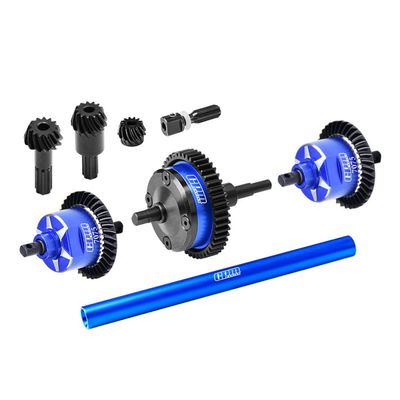 4140 Carbon Steel + 7075 Alloy Front & Centre & Rear Complete Differential for Traxxas 1:16 Mini Maxx 4WD 107154-1 / Mini XRT VXL-3S 108076-1 Monster Truck Upgrades - Blue