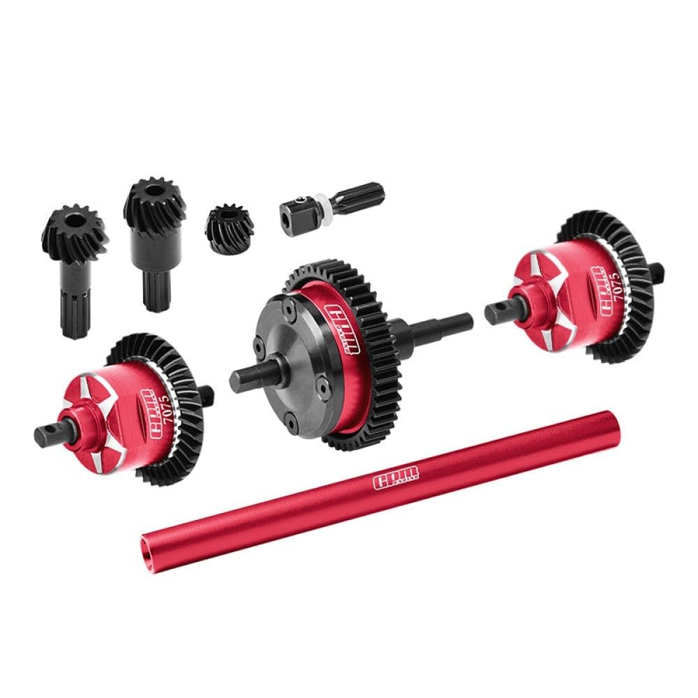 4140 Carbon Steel + 7075 Alloy Front & Centre & Rear Complete Differential for Traxxas 1:16 Mini Maxx 4WD 107154-1 / Mini XRT VXL-3S 108076-1 Monster Truck Upgrades - Red