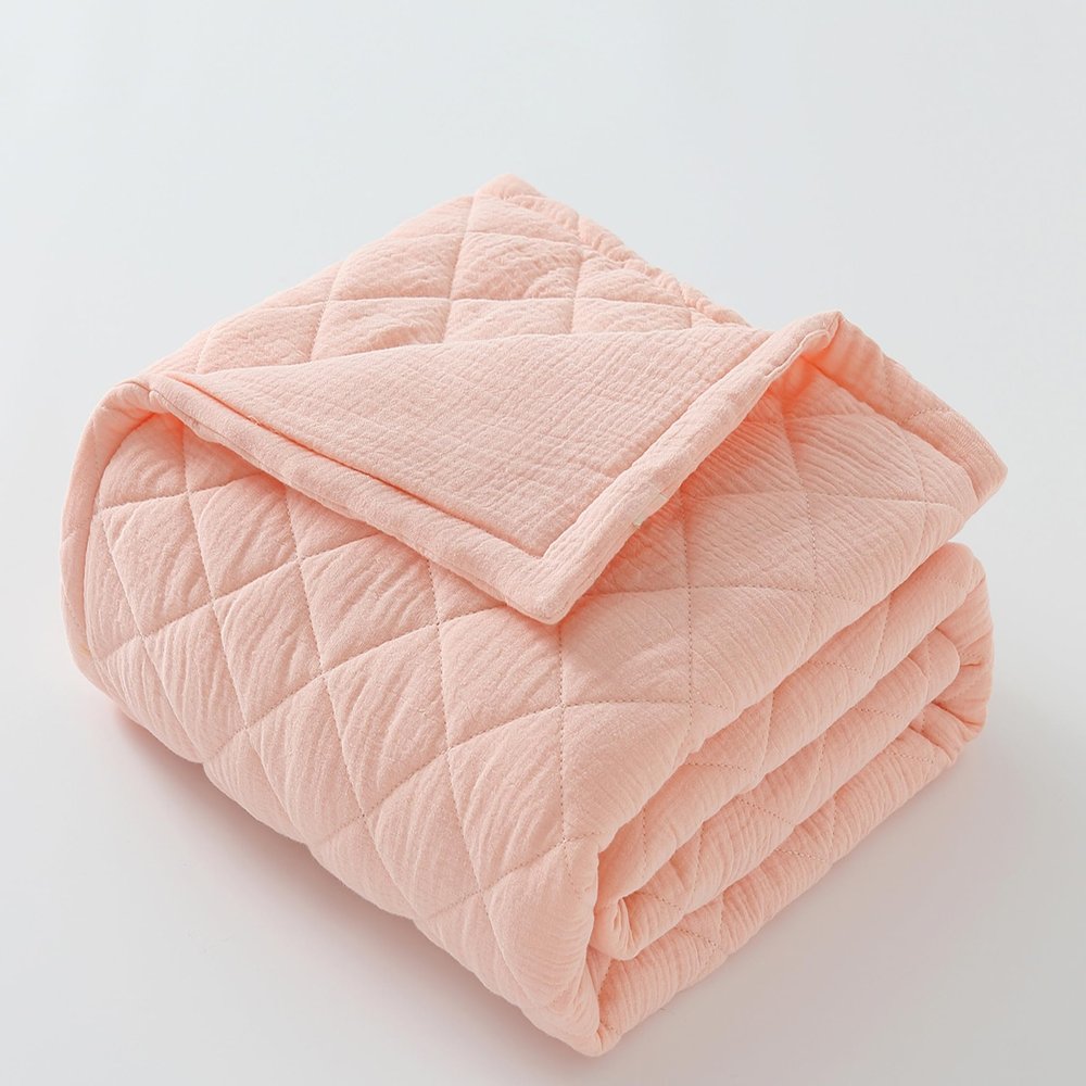 100% Cotton Muslin Baby Blanket for Boys Girls - Ultra-Soft Reversible Toddler Comforter, Lightweight Breathable All Season Down Alternative Toddler Crib Blanket (Light Pink, 39 x 47in)
